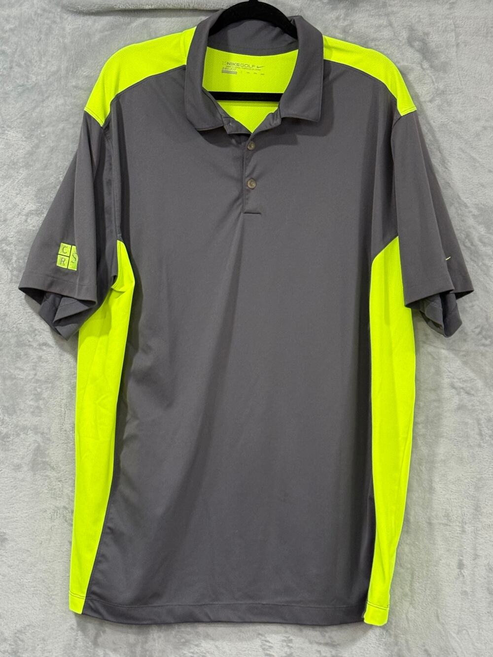 Nike Golf Dri-FIT Engineered Mesh Polo Shirt Men's 2XL Gray Volt Performance